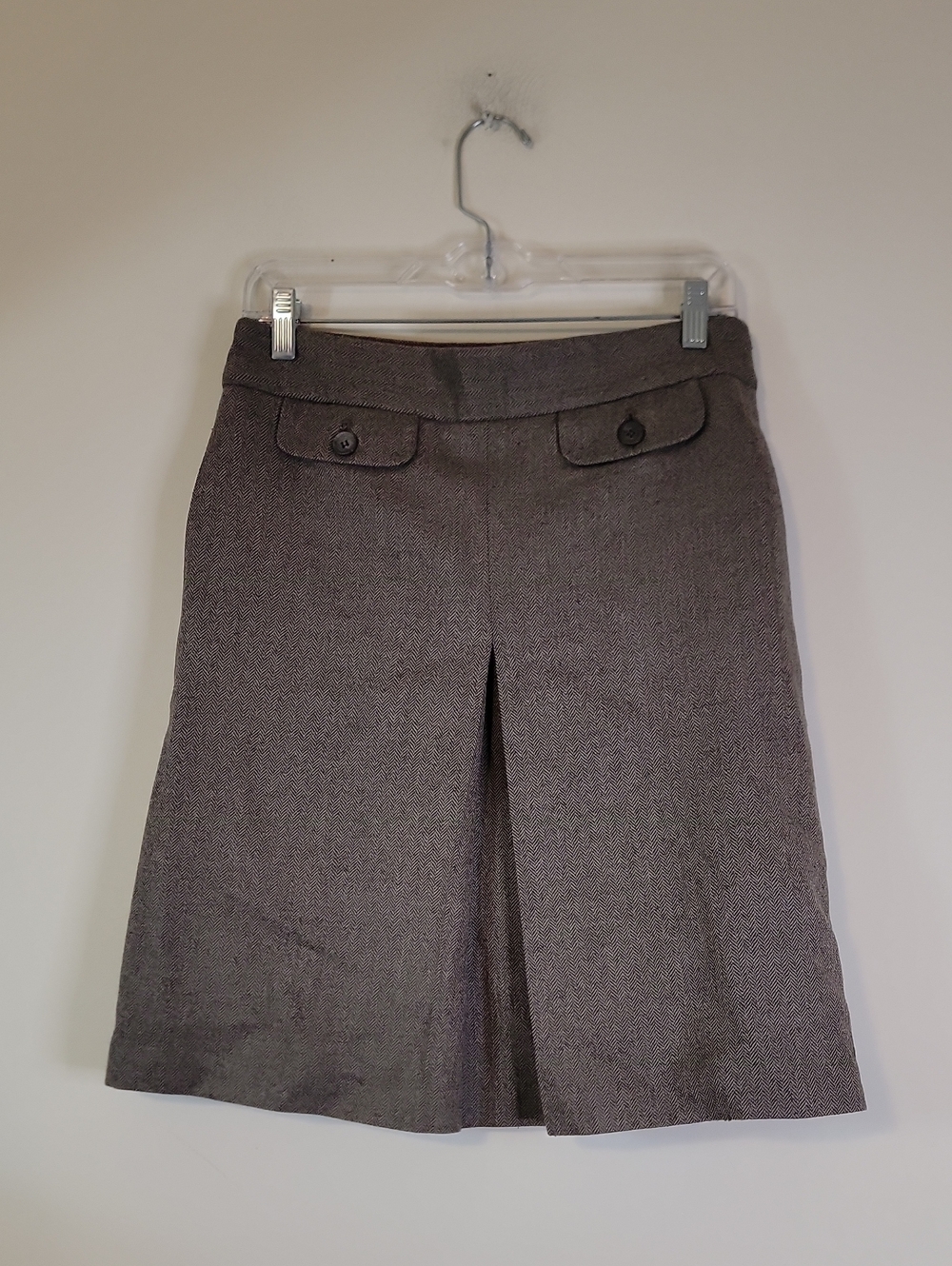 J. Crew Gray Tweed Front-Pleat Mini Skirt